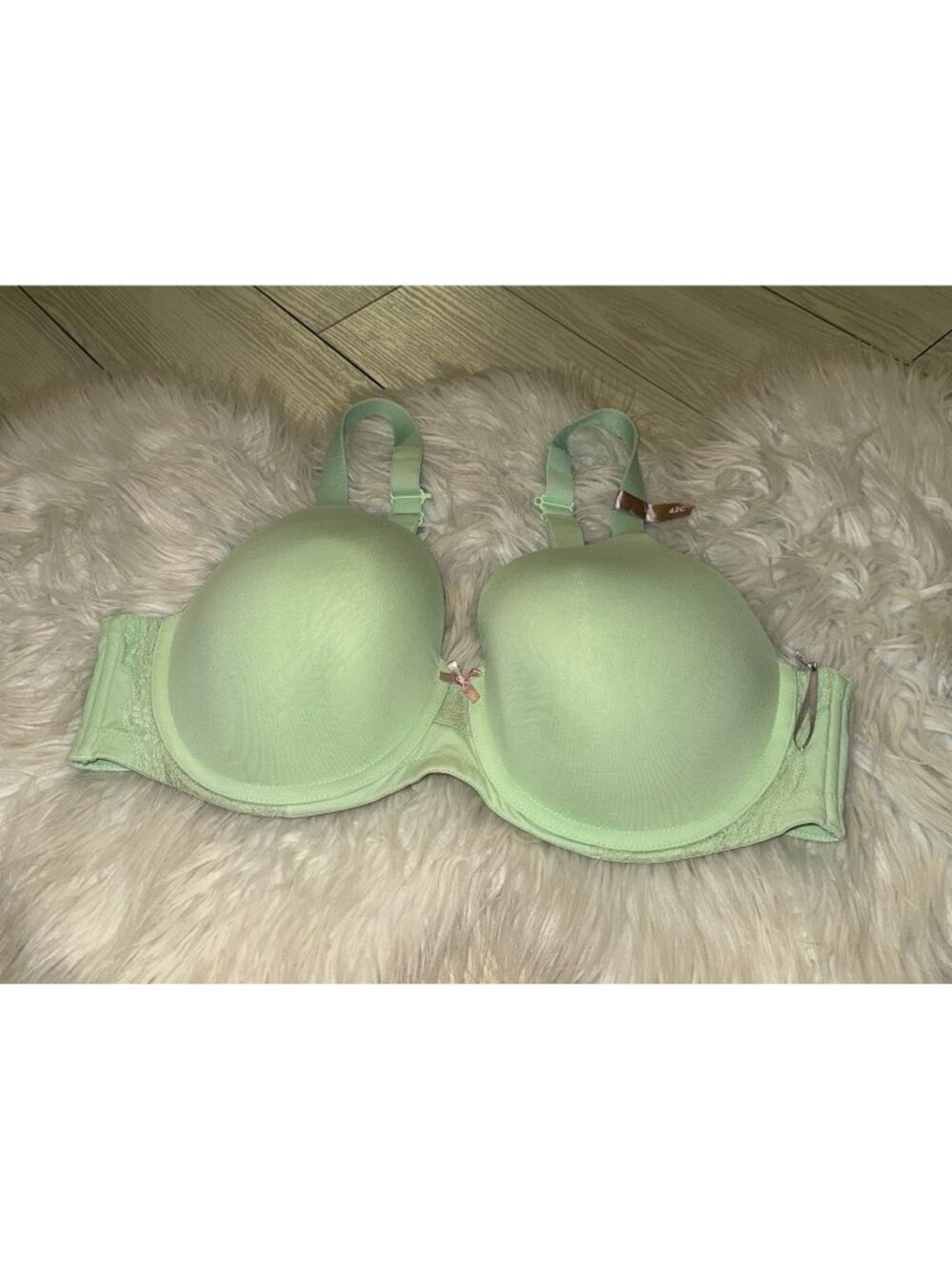 Ambrielle Organic Cotton Full Coverage Bra Lined Underwire Womens 42C Green New